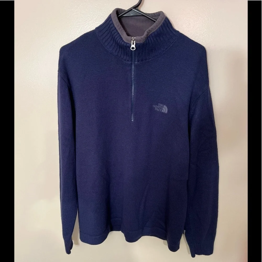 The North Face Navy 1/4 Zip Pullover Sweater Sz L NWOT